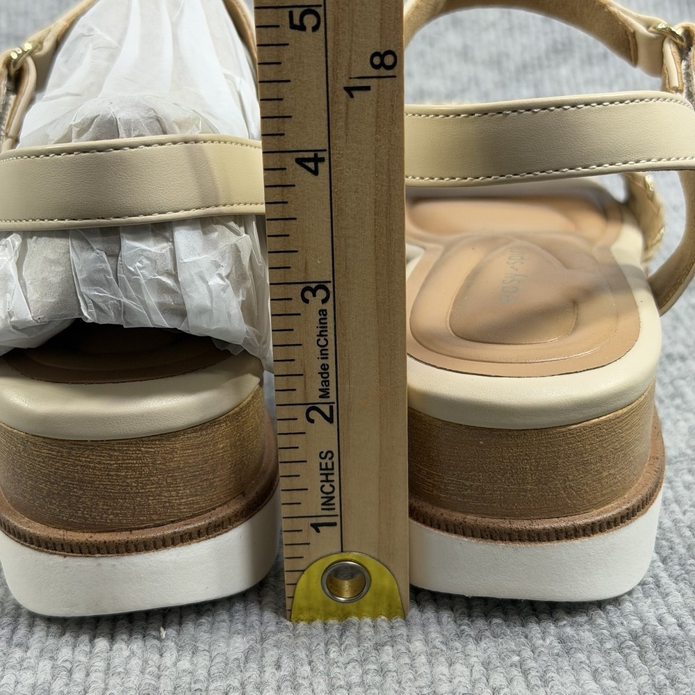 Easy Spirit Size-7.5M Edythe 3 Women's Sandal Woven Wedge Cream - Picture 8 of 11